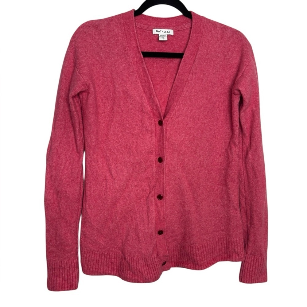 Athleta Pink Wool Blend Westlake Cardigan Size XXS Cozy Button Front